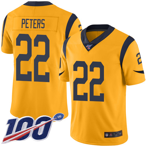 Los Angeles Rams Limited Gold Men Marcus Peters Jersey NFL Football 22 100th Season Rush Vapor Untouchable